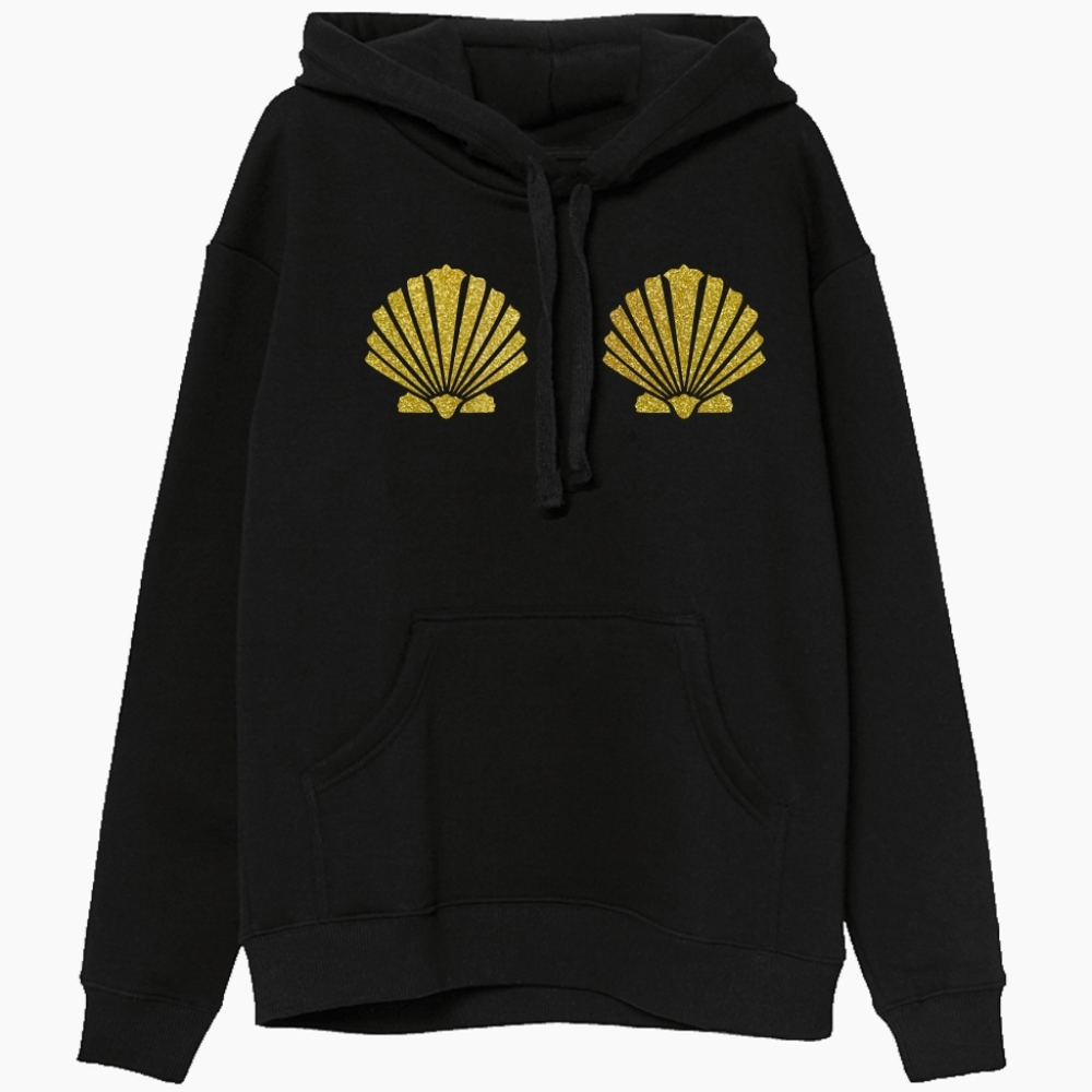 Mermaid shell bra Pullover Hoodie Black